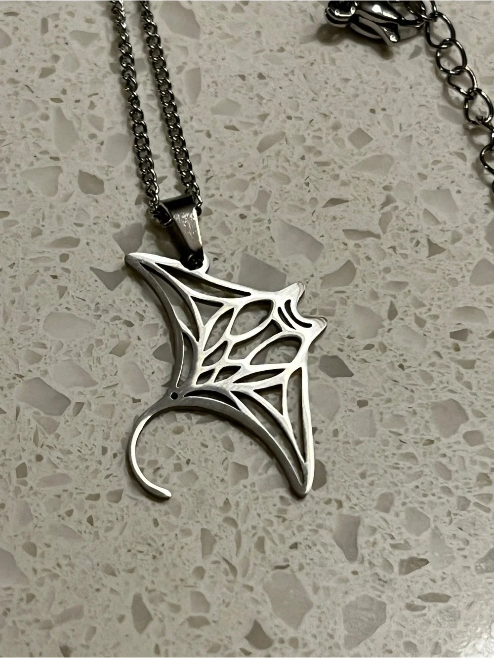 18K Gold Plated Hollow Manta Ray Shaped Pendant Necklace
